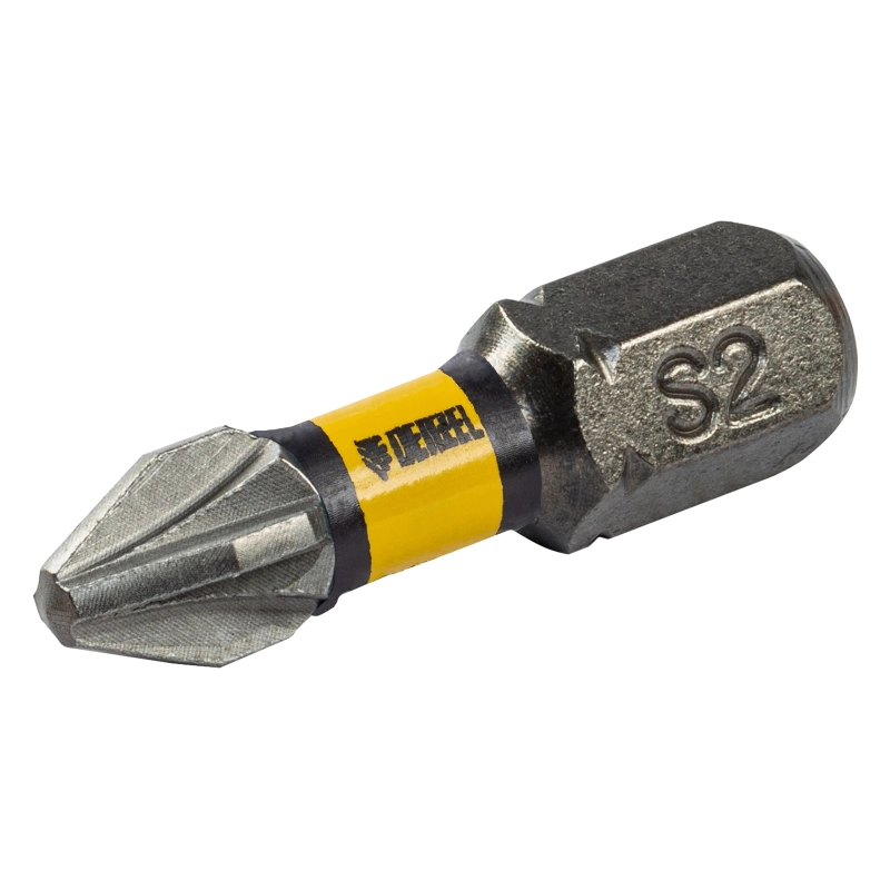 Бита IMPACT, PZ2x25 мм, лазерная обработка шлица, сталь S2, 10 шт., Е 6,3 Denzel (11687)