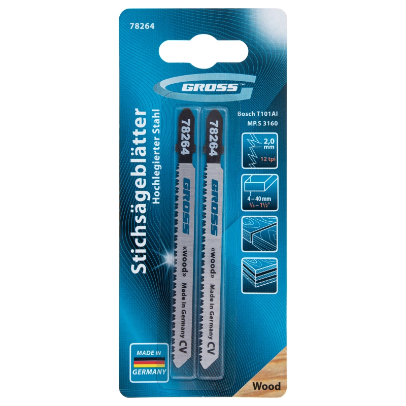 Полотна для электролобзика  по дереву, 2 шт, ( 3160-T101AI ) Gross (78264)