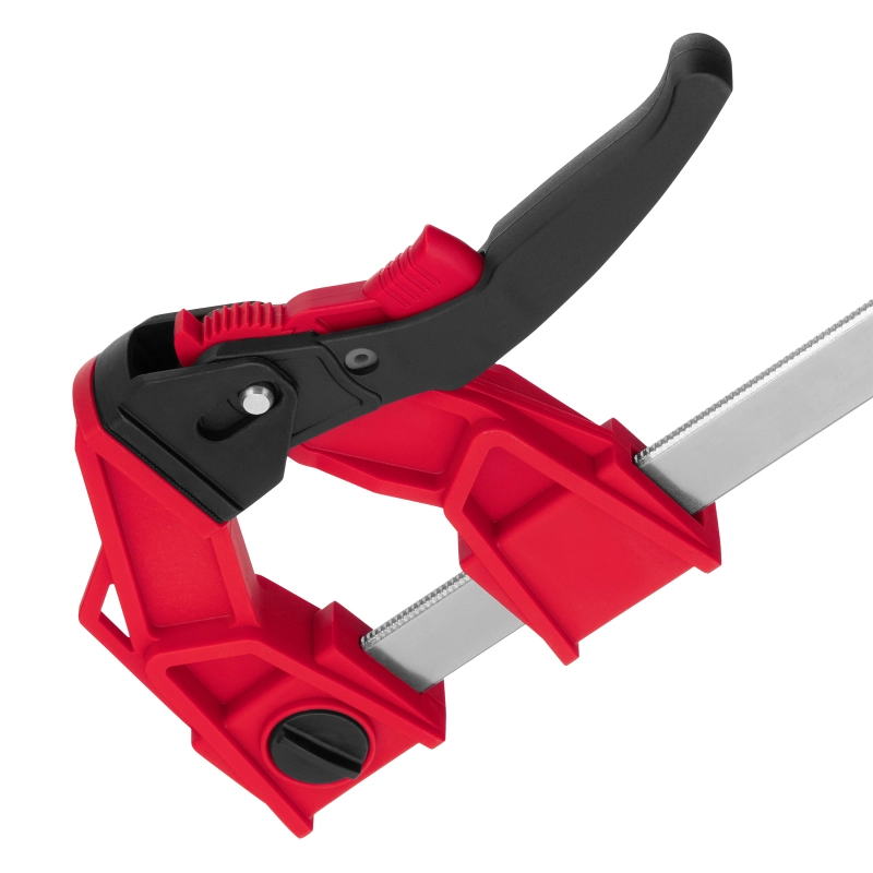 Струбцина реечная быстрозажимная, усиленная, пластиковый корпус рычажно-храповой механизм, 250 х 100 х 401 мм, штанга 5 х 22 мм Matrix (20727)