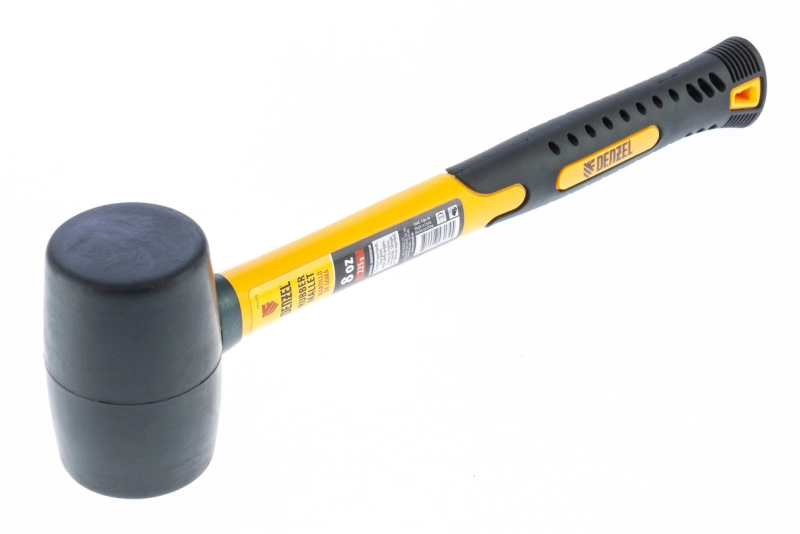 Киянка резиновая, 8 oz, черная резина, фибергласовая рукоятка Denzel (7711175)