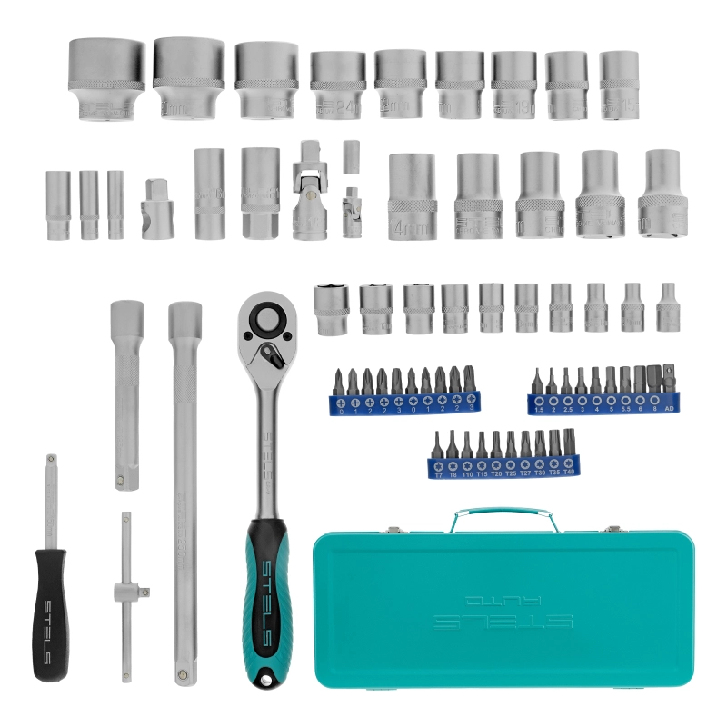 Набор торцевых головок с трещоткой, 1/2" и 1/4", 68 предметов Stels (13576)