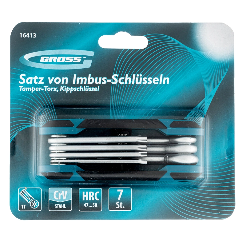 Набор ключей имбусовых Tamper-Torx , складные, 8 шт, CrV Gross (16413)