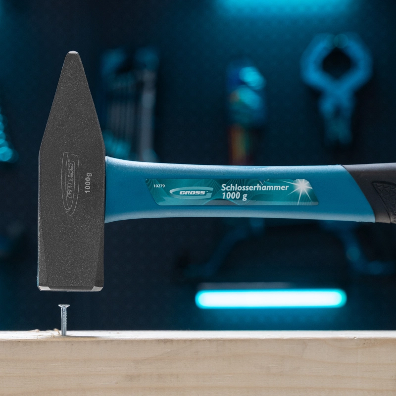 Молоток слесарный, 1000 г, квадратный боек, фибергласовая обрезиненная рукоятка Gross (10279)