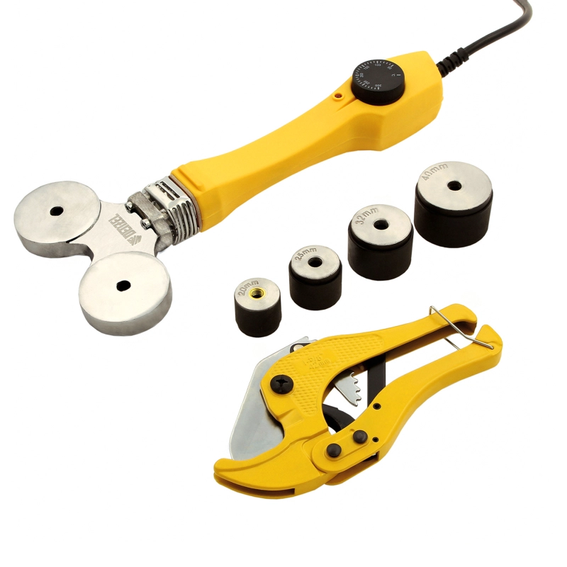 Аппарат для сварки пластиковых труб DWP-750, 750 Вт, 0-300 град, 4 насадки, 20-40 мм Denzel (94203)