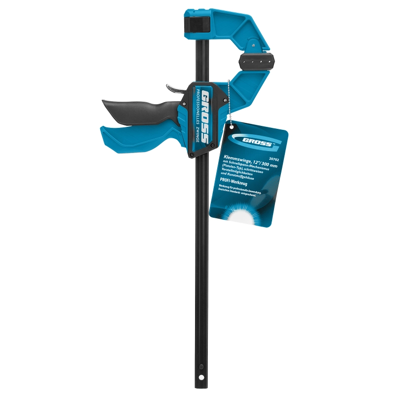 Струбцина реечная, быстрозажимная, пистолетного типа, пошаговый механизм, пластиковый корпус, 300 мм Gross (20702)