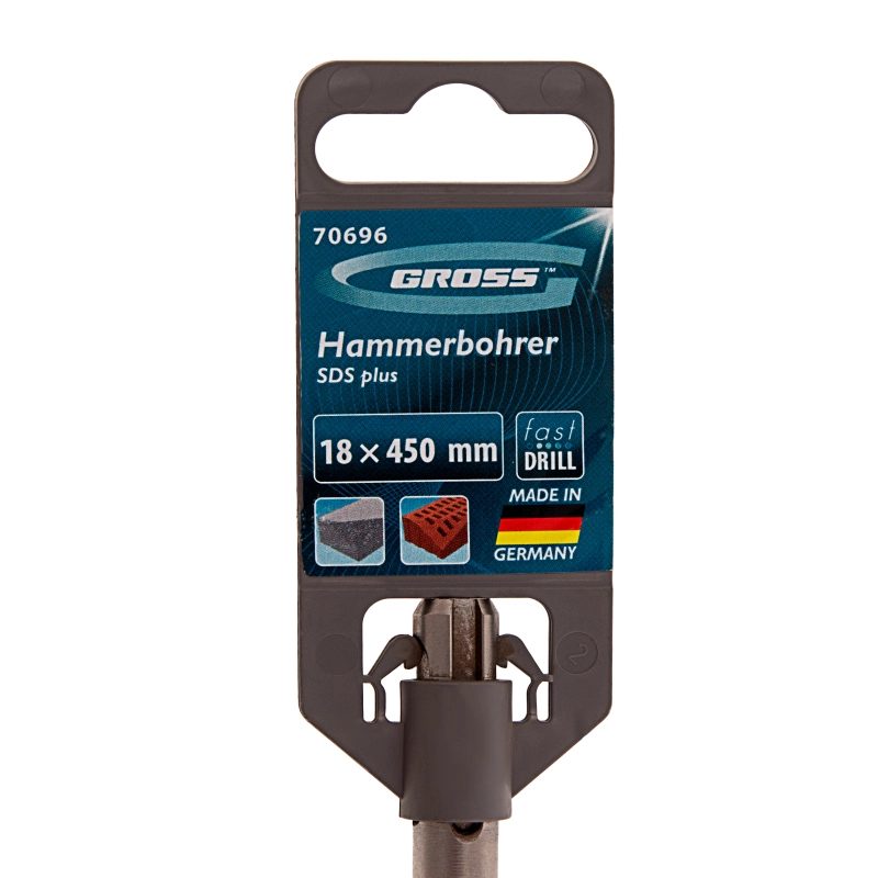 Бур по бетону Pro, 18 х 450 мм, SDS Plus Gross (70696)