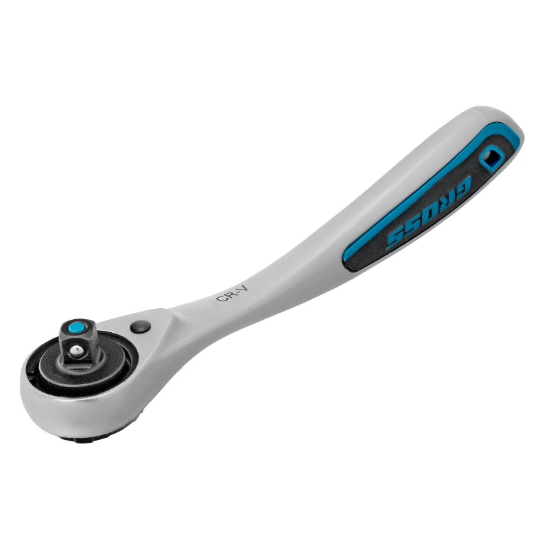 Набор торцевых головок, трещотка 120 зубьев, 1/4", CrV, 12 предметов Gross (14141)