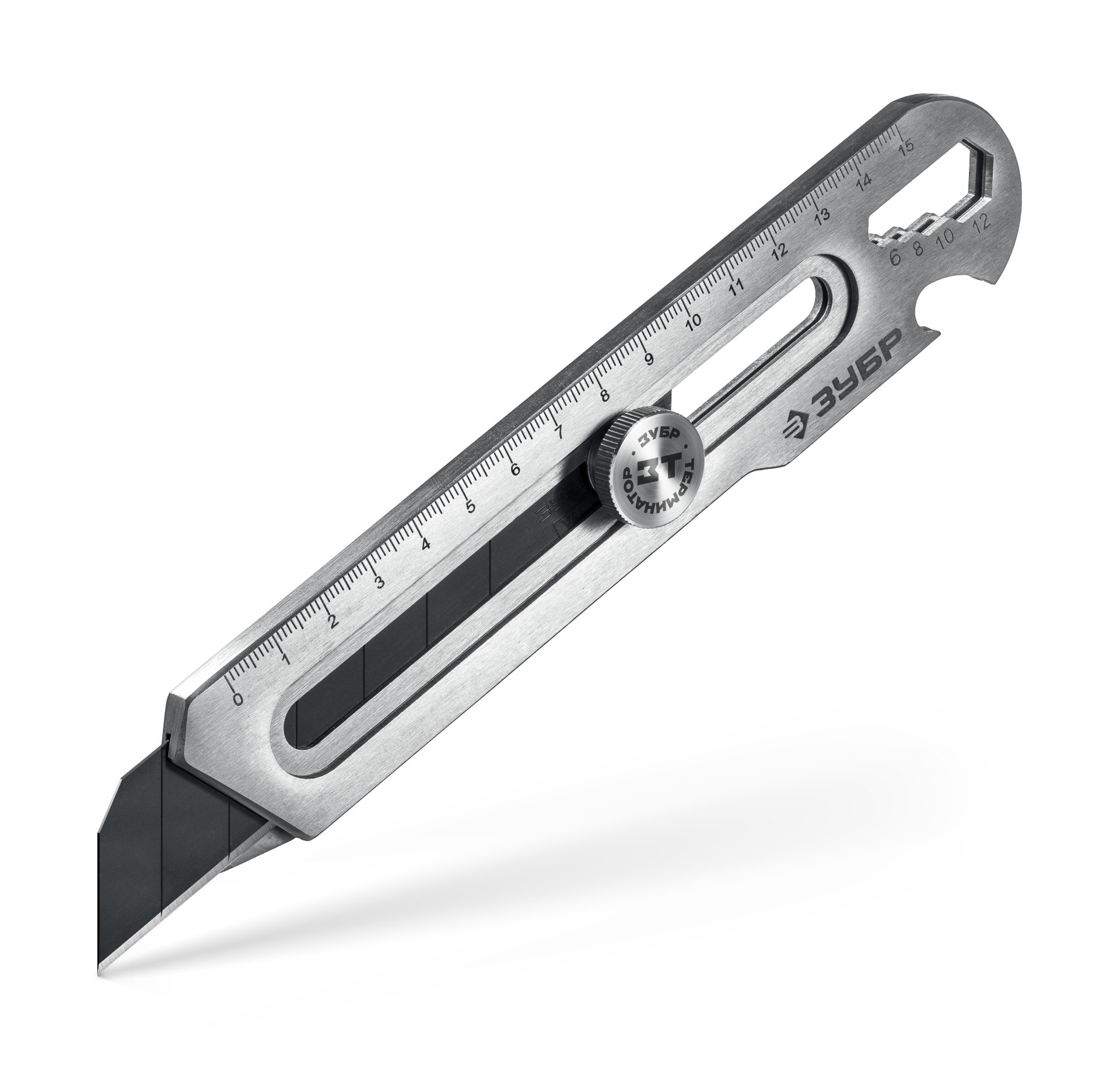 ЗУБР Терминатор-25, 25 мм, цельнометаллический нож с винтовым фиксатором, Профессионал (09186)