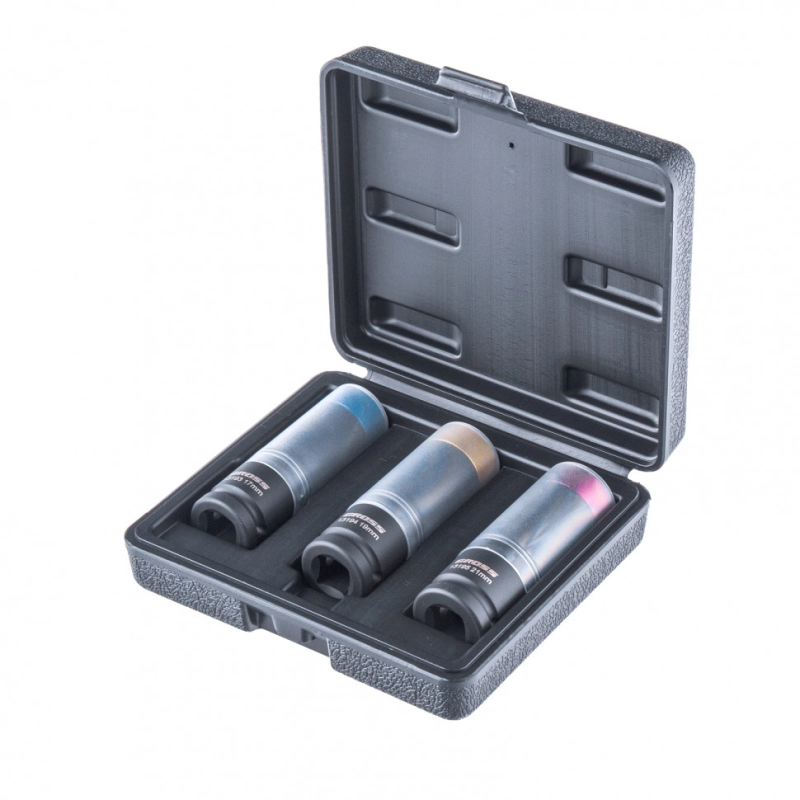 Набор головок ударных шестигранных для колесных дисков 17, 19, 21 мм, 1/2", 3 предмета Gross (13196)