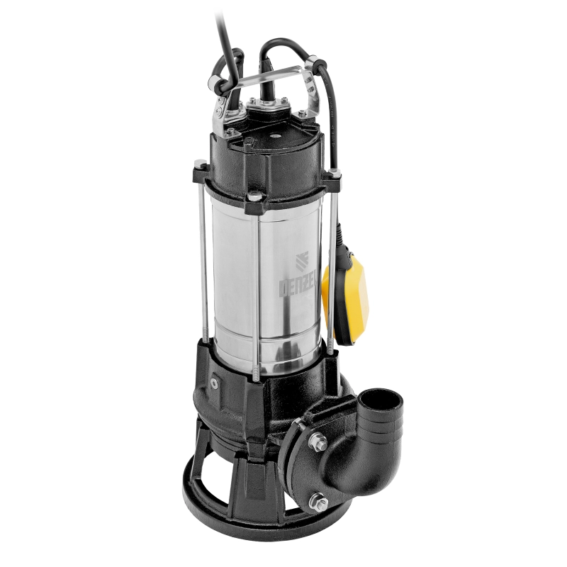 Фекальный насос FP1800-KS, 1800 Вт, напор 17 м, 26000 л/ч, нож-измельчитель Denzel (99806)