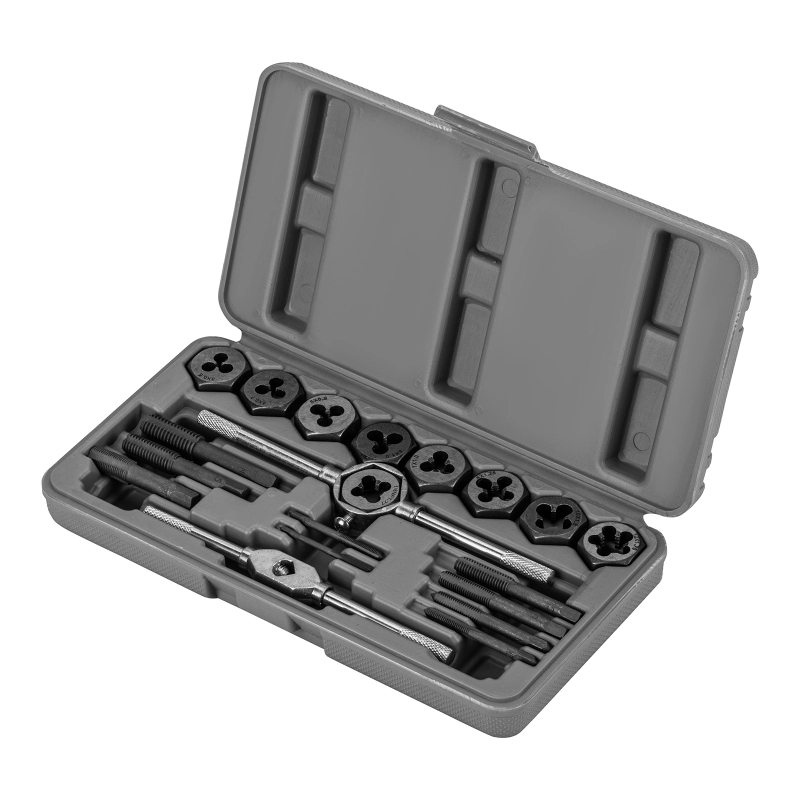 Набор метчиков и плашек М3-М12, плашко-метчикодержатель, 20 предметов, пластиковый бокс Sparta (773105)