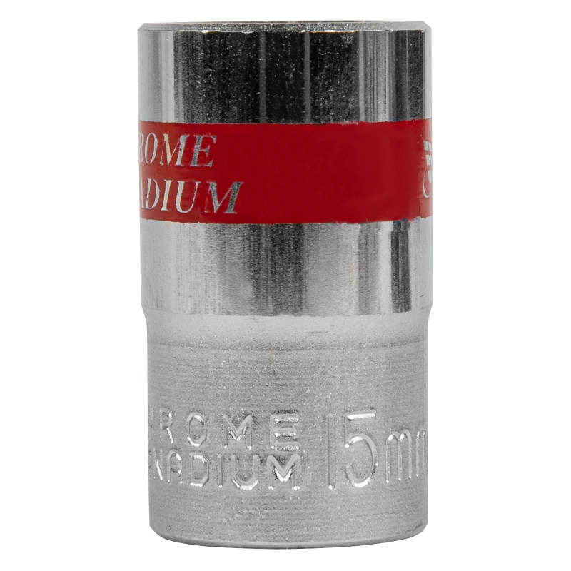 Головка торцевая, 15 мм, двенадцатигранная, CrV, под квадрат 1/2, хромированная Matrix (13689)