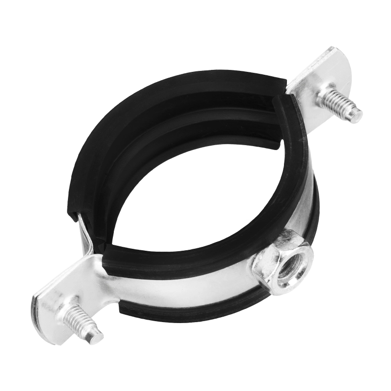 Хомут сантехнический для труб 47-51 (1 1/2") с резиновым уплотнением, шпилькой и дюбелем, 1 шт, Сибртех (481683)