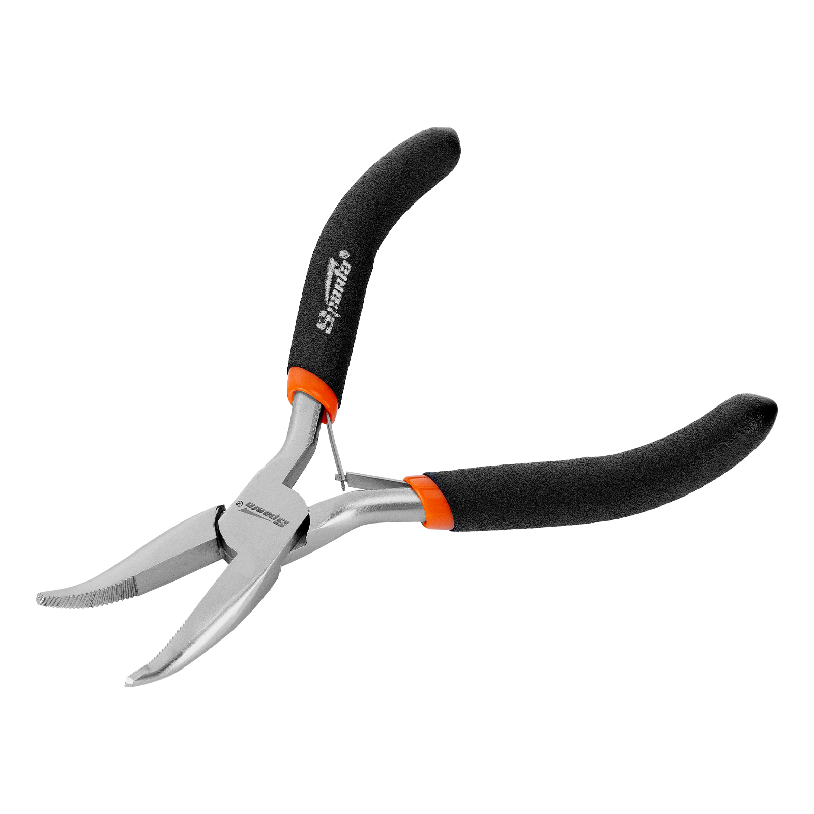 Длинногубцы изогнутые Mini, 130 мм, никелированные, авторазжим Sparta (17822)