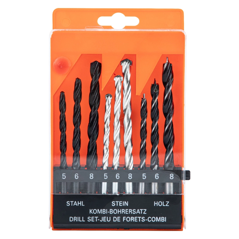 Набор сверл по бетону 5-6-8 мм, металлу 5-6-8 мм, дереву 5-6-8 мм, 9 шт, цилиндрический хвостовик Sparta (725055)