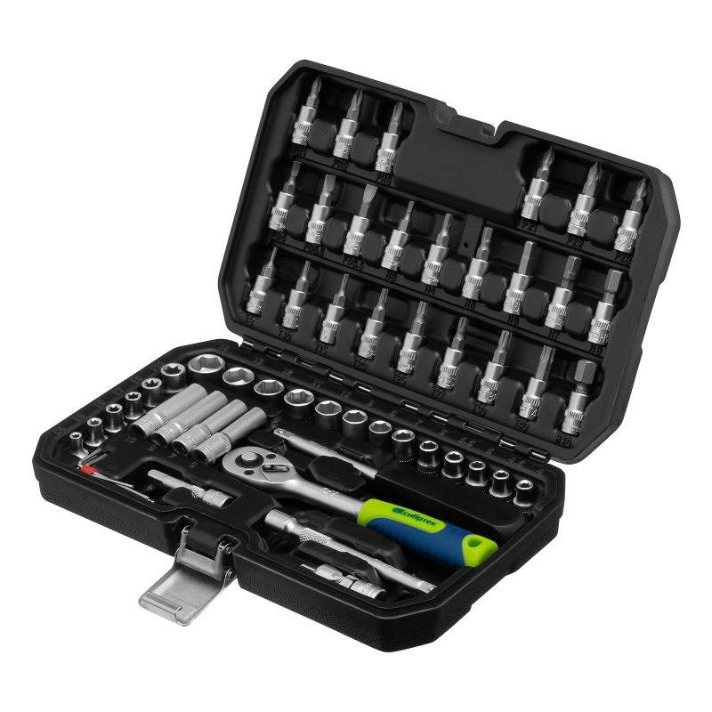 Набор инструментов, 1/4", пластиковый кейс 56 предметов Сибртех (13399)