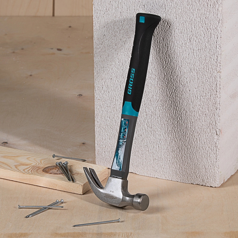 Молоток-гвоздодер, 450 г, фибергласовая трехкомпонентная рукоятка Gross (10475)