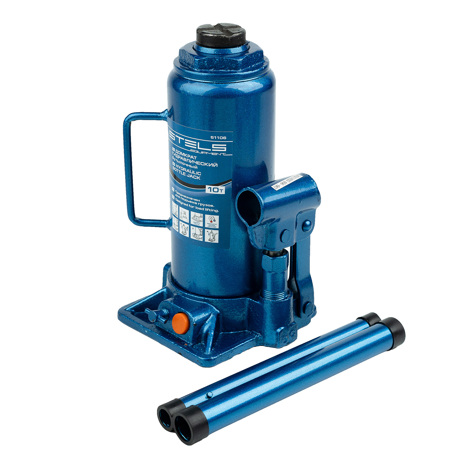 Домкрат гидравлический бутылочный, 10 т, H подъема 230-460 мм Stels (51106)