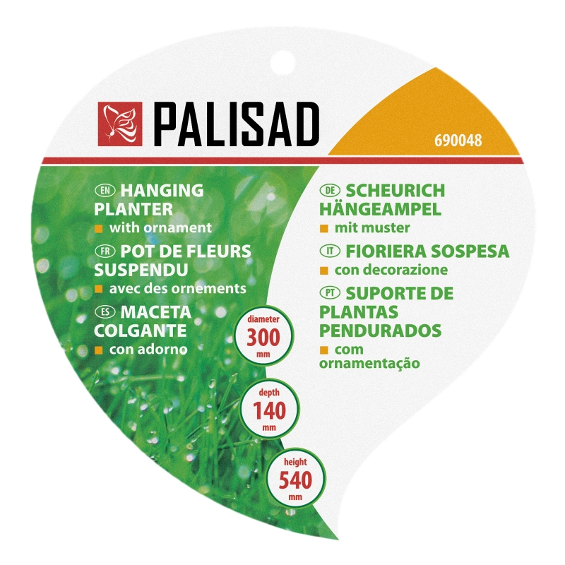 Кашпо подвесное с орнаментом, с кокосовой корзиной, диаметр 30 см Palisad (690048)