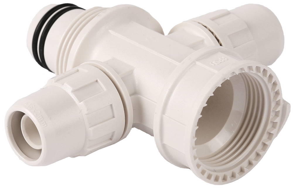 ЗУБР ШиреФит, внутренняя резьба - штуцер с гайкой - штуцер с гайкой - штуцер с гайкой, 26 - 16 мм, сборный крестовой коллектор (51518-26-16-26)