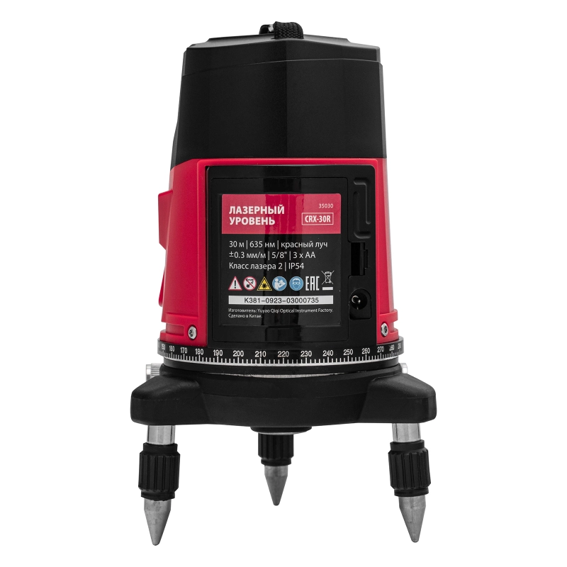 Лазерный уровень CRX-30R, 30 м, красный луч, батарейки, резьба 5/8" MTX (35030)