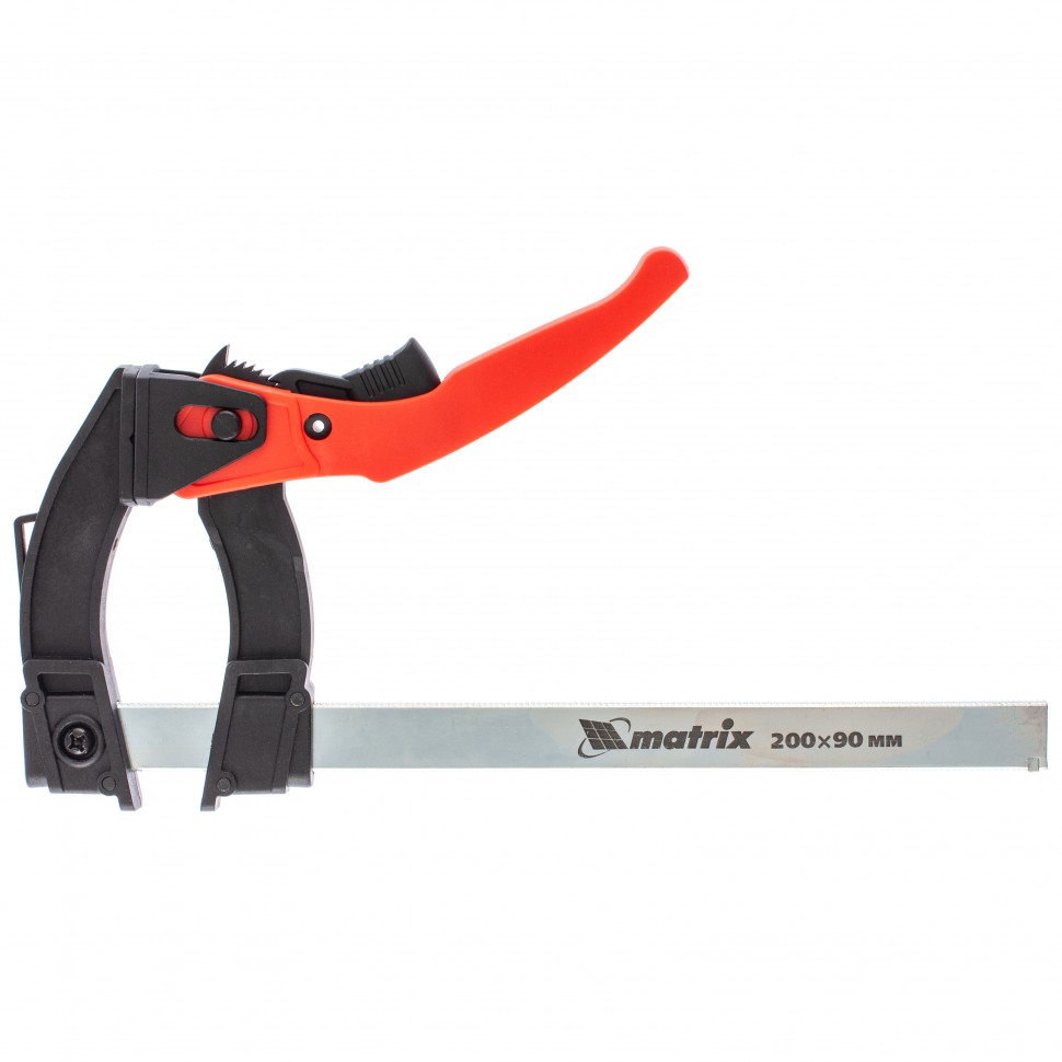 Струбцина реечная быстрозажимная, пластиковый корпус рычажно-храповой механизм, 200 х 90 х 290 мм, штанга 5 х 20 мм Matrix (20736)