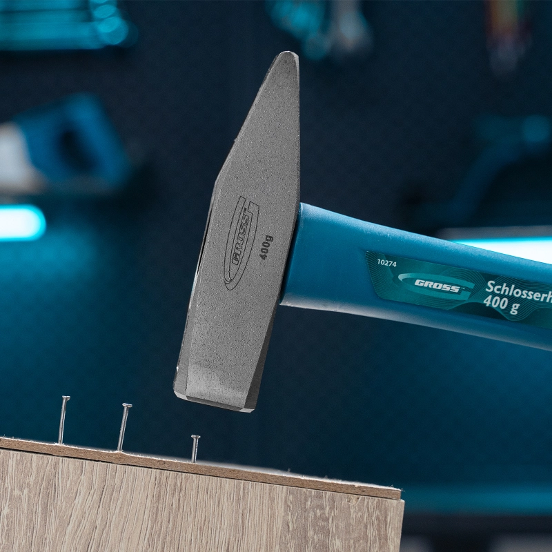 Молоток слесарный, 400 г, квадратный боек, фибергласовая обрезиненная рукоятка Gross (10274)