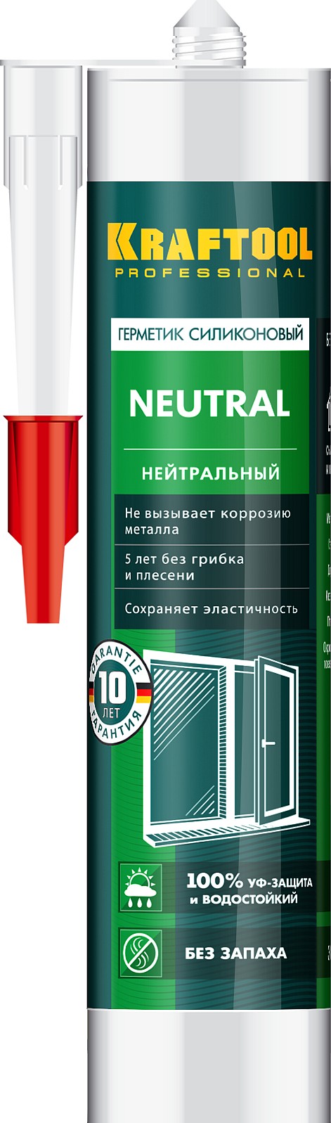 KRAFTOOL Neutral, 300 мл, белый, нейтральный силиконовый герметик (41257-0)