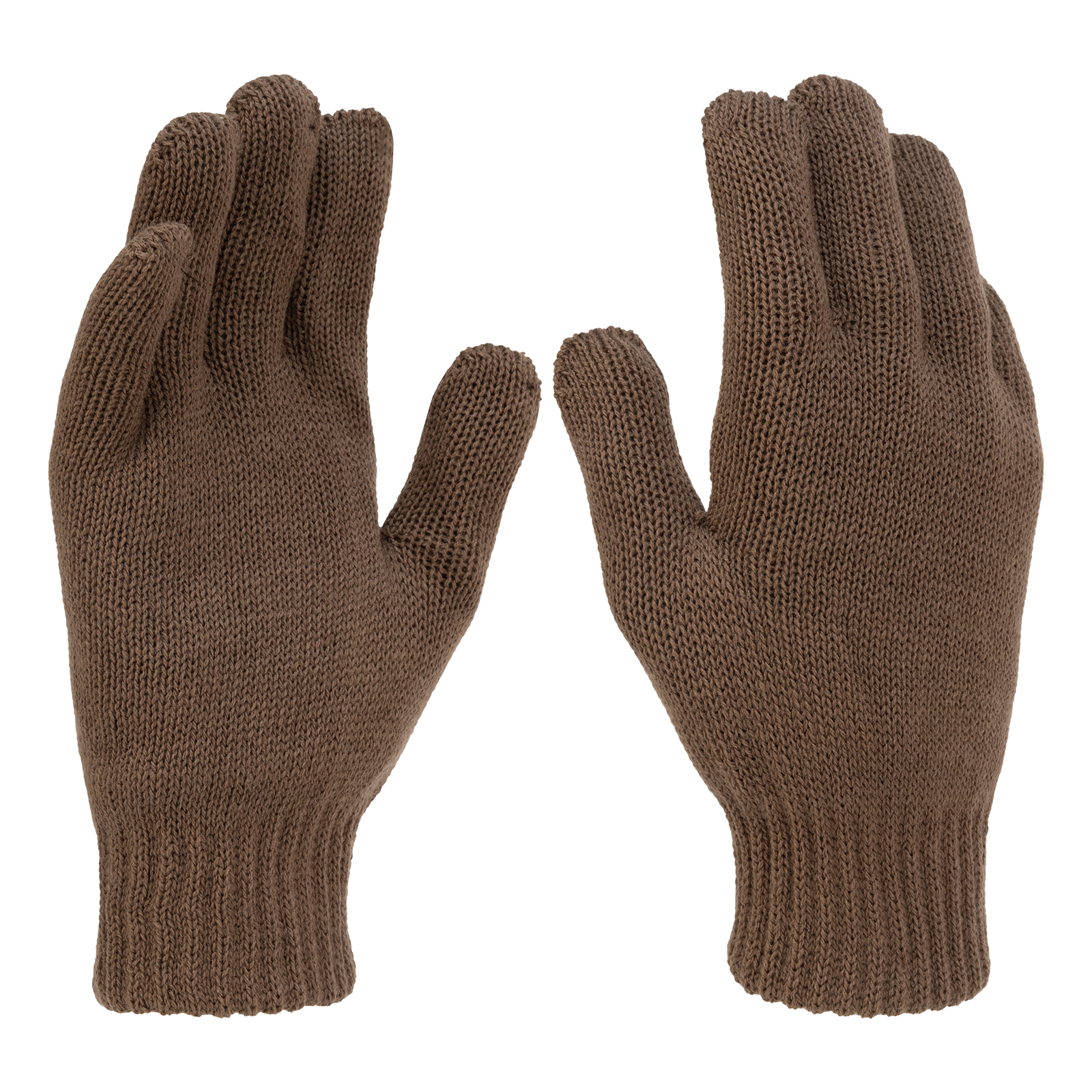 Перчатки трикотажные, акрил, двойные, коричневый, двойная манжета Сибртех (68683)