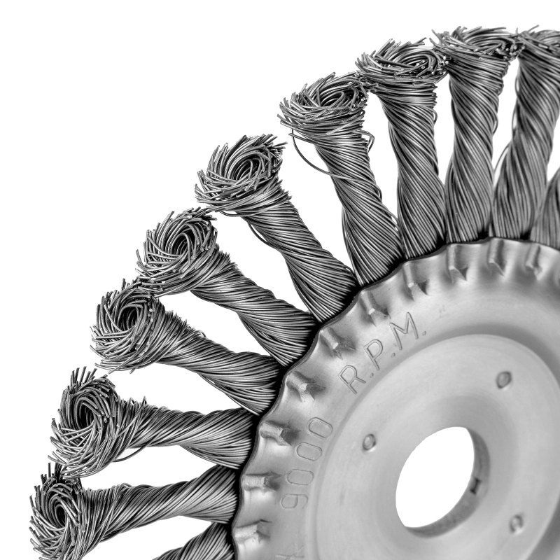 Щетка для УШМ 175 мм, посадка 22.2 мм, плоская, крученая металлическая проволока Сибртех (746367)