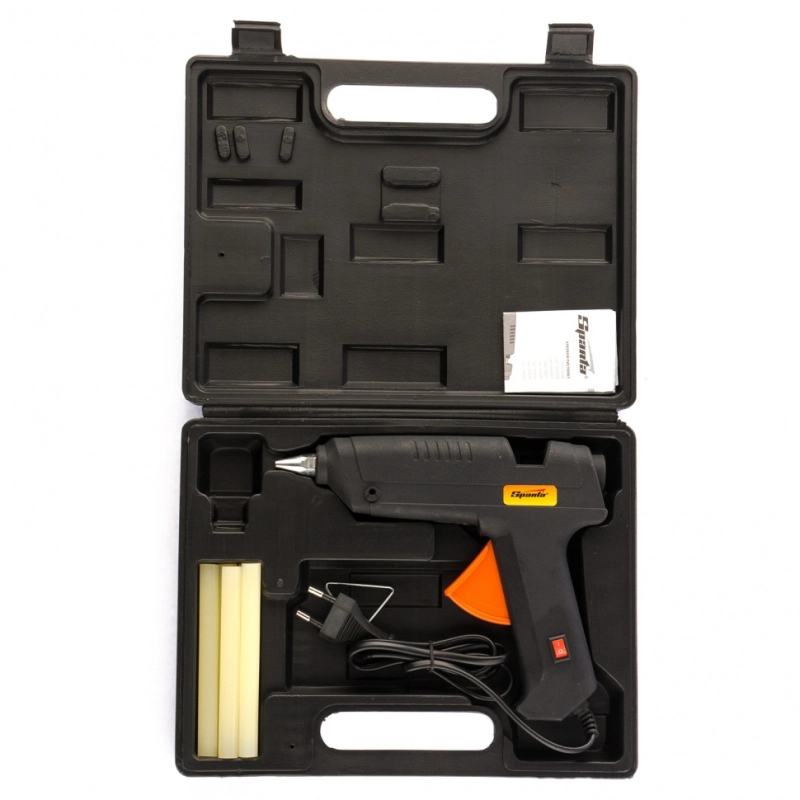 Клеевой пистолет с выключателем 12 мм в кейсе, 80 Вт, 6 г/мин Sparta (93033)