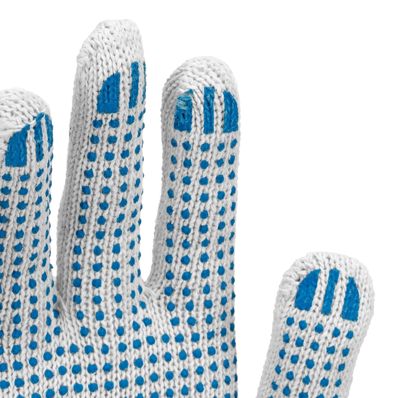 Перчатки трикотажные усиленные, с ПВХ точкой, 7 класс вязки (677725)