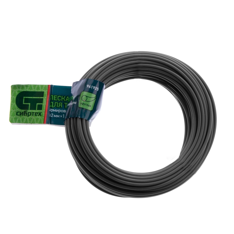 Леска для триммера круглая, армированная алюминием, 2.0 мм х 15 м, Сибртех (961925)