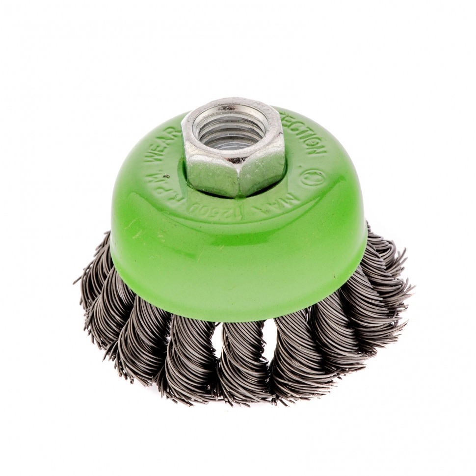 Щетка для УШМ, 65 мм, М14, "чашка", крученая проволока 0.5 мм Сибртех (746207)