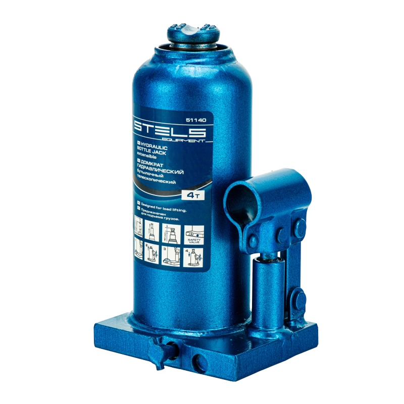 Домкрат гидравлический бутылочный телескопический, 4 т, h подъема 190-480 мм Stels (51140)