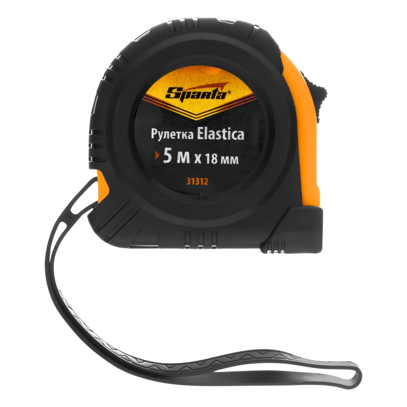 Рулетка Elastica,5 м х 18 мм,обрезиненный корпус Sparta (31312)