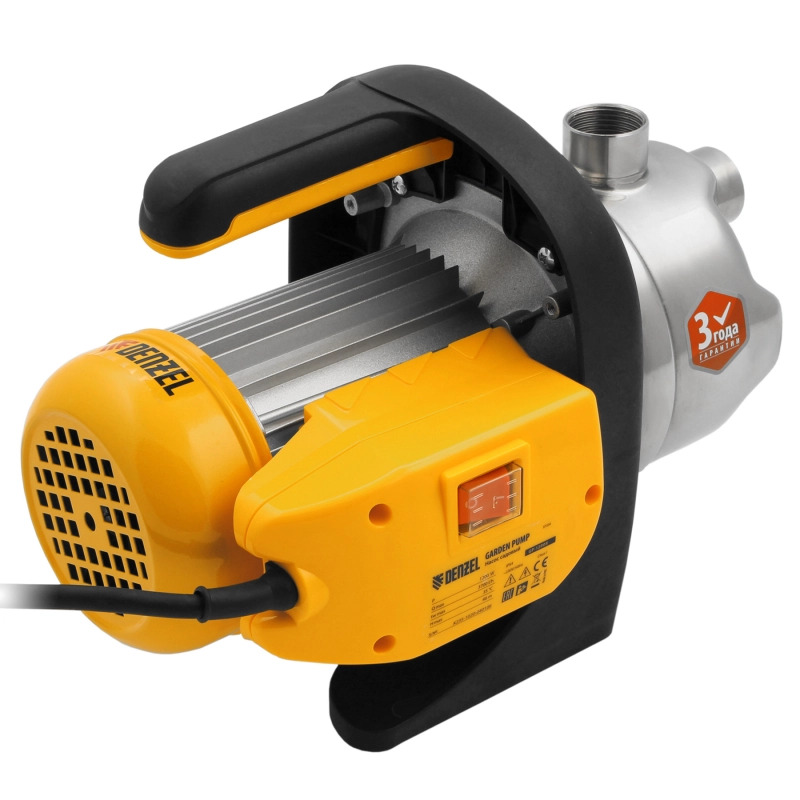 Садовый поверхностный насос GP1200Х, 1200 Вт, 3700 л/ч, подъем 46 м, нержавейка Denzel (97204)