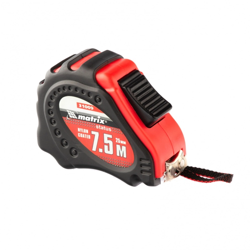 Рулетка Status autostop Magnet+,7,5 м х 25 мм,обрезиненная,Нейлоновое покрытие Matrix (31009)