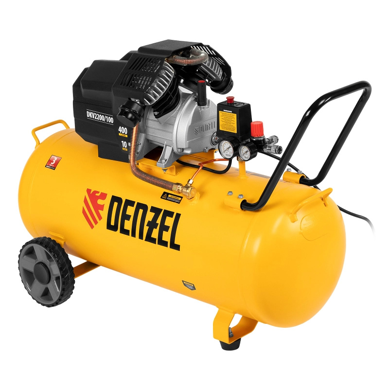 Компрессор воздушный DKV2200/100, Х-PRO 2.2 кВт, 400 л/мин, 100л Denzel (58079)