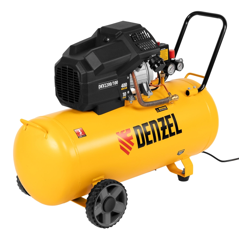 Компрессор воздушный DKV2200/100, Х-PRO 2.2 кВт, 400 л/мин, 100л Denzel (58079)