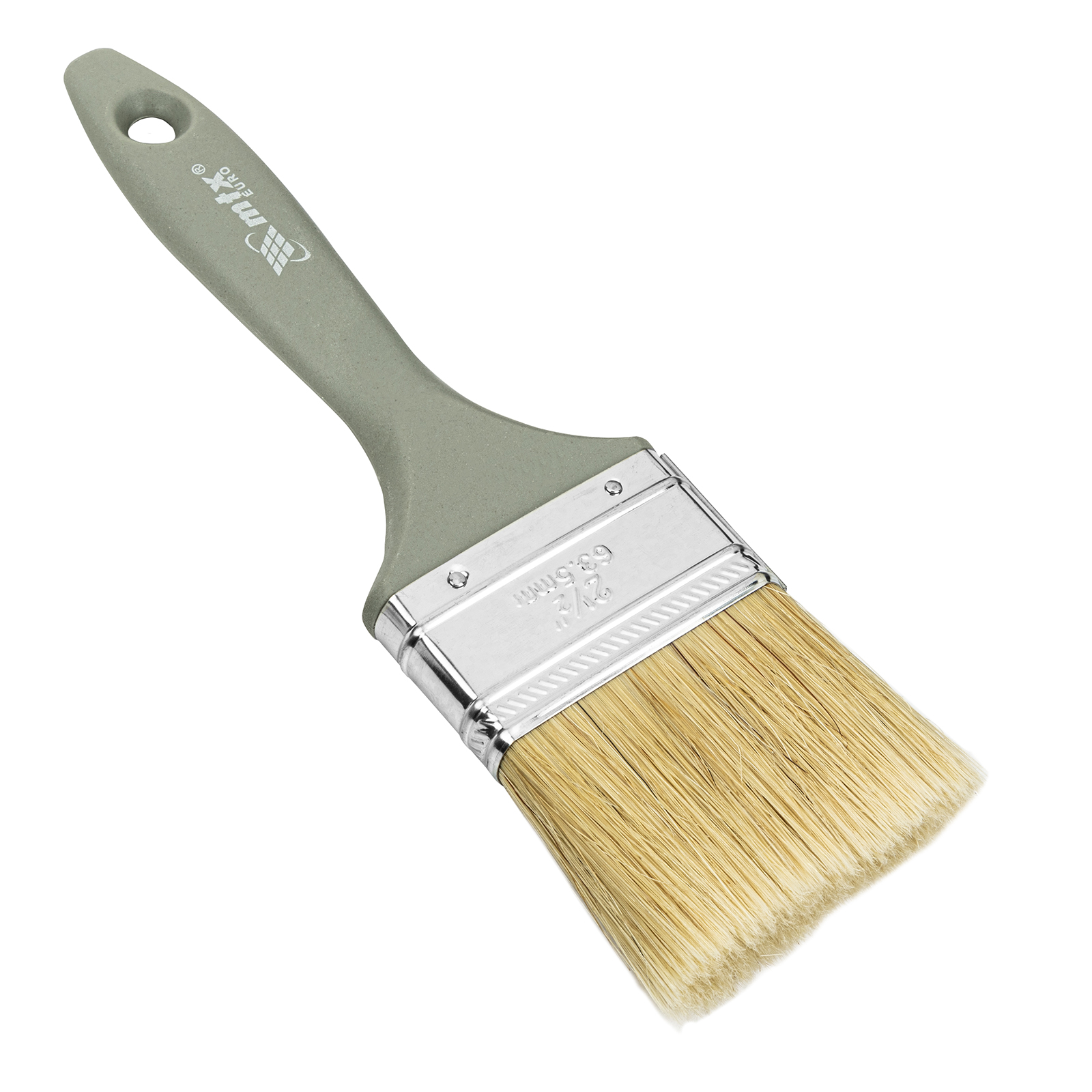 Кисть плоская "Евро" 2.5", натуральная щетина, пластмассовая ручка MTX (83064)