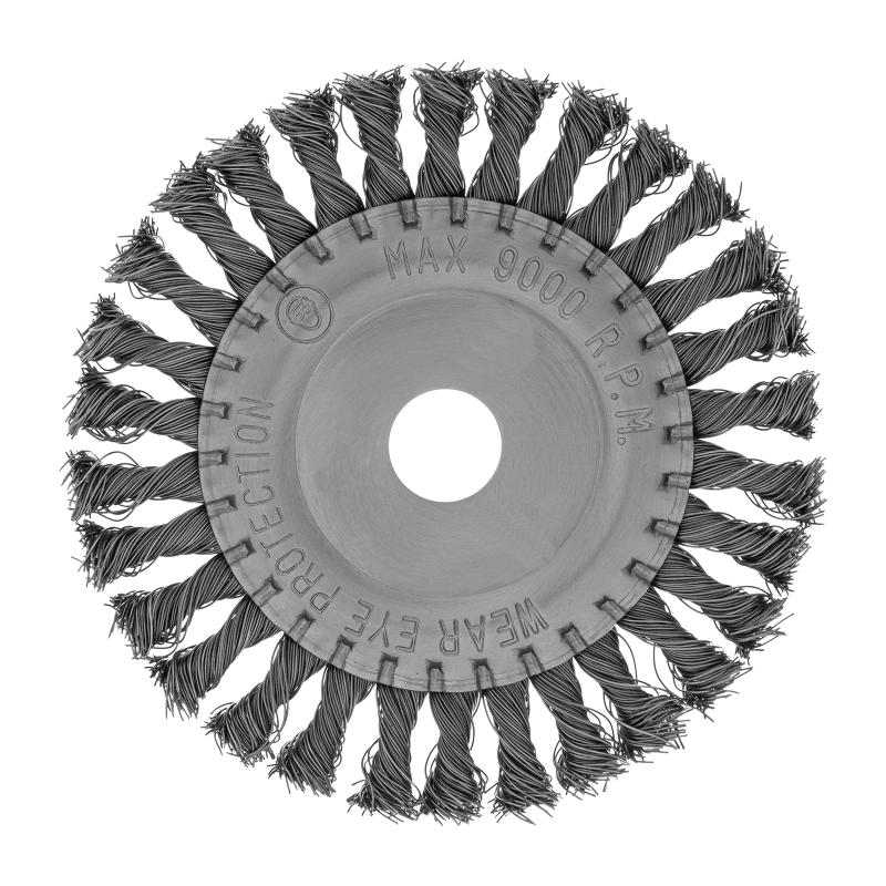 Щетка для УШМ 150 мм, посадка 22.2 мм, плоская, крученая металлическая проволока Сибртех (746347)