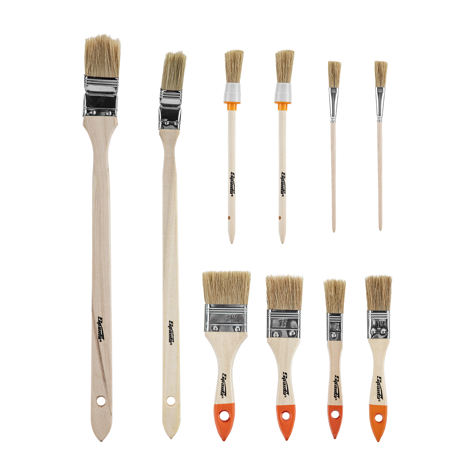 Набор кистей, 10 шт, плоские 3/4"-2" круглые №2, 4 радиаторные 1", 1.5" для масляной краски №2, 6 Sparta (841155)