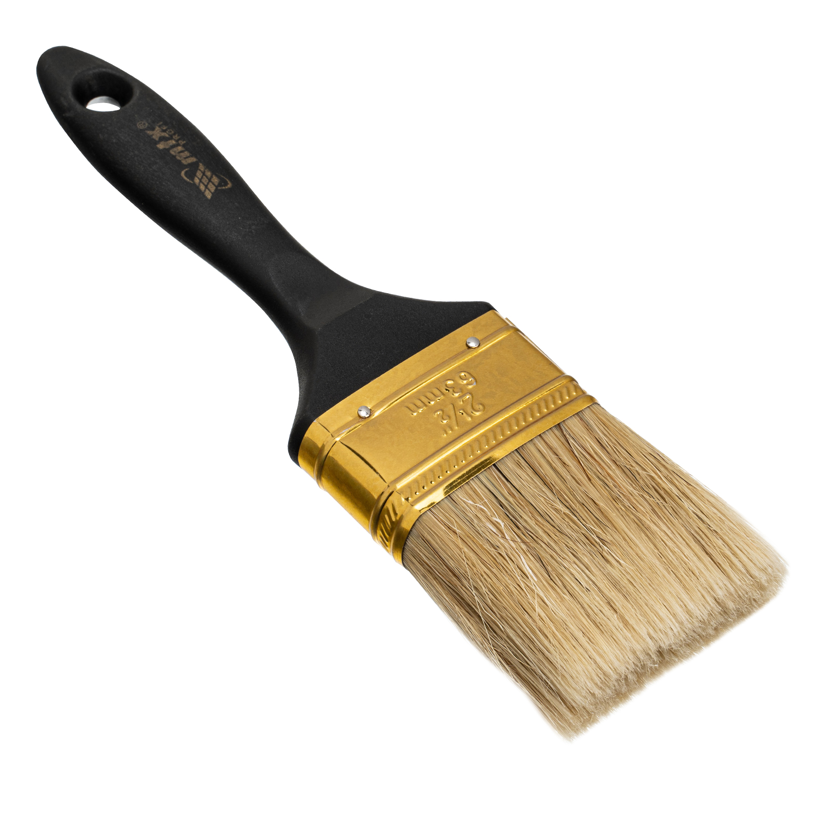 Кисть плоская "Профи" 2.5", натуральная щетина, пластмассовая ручка MTX (83163)