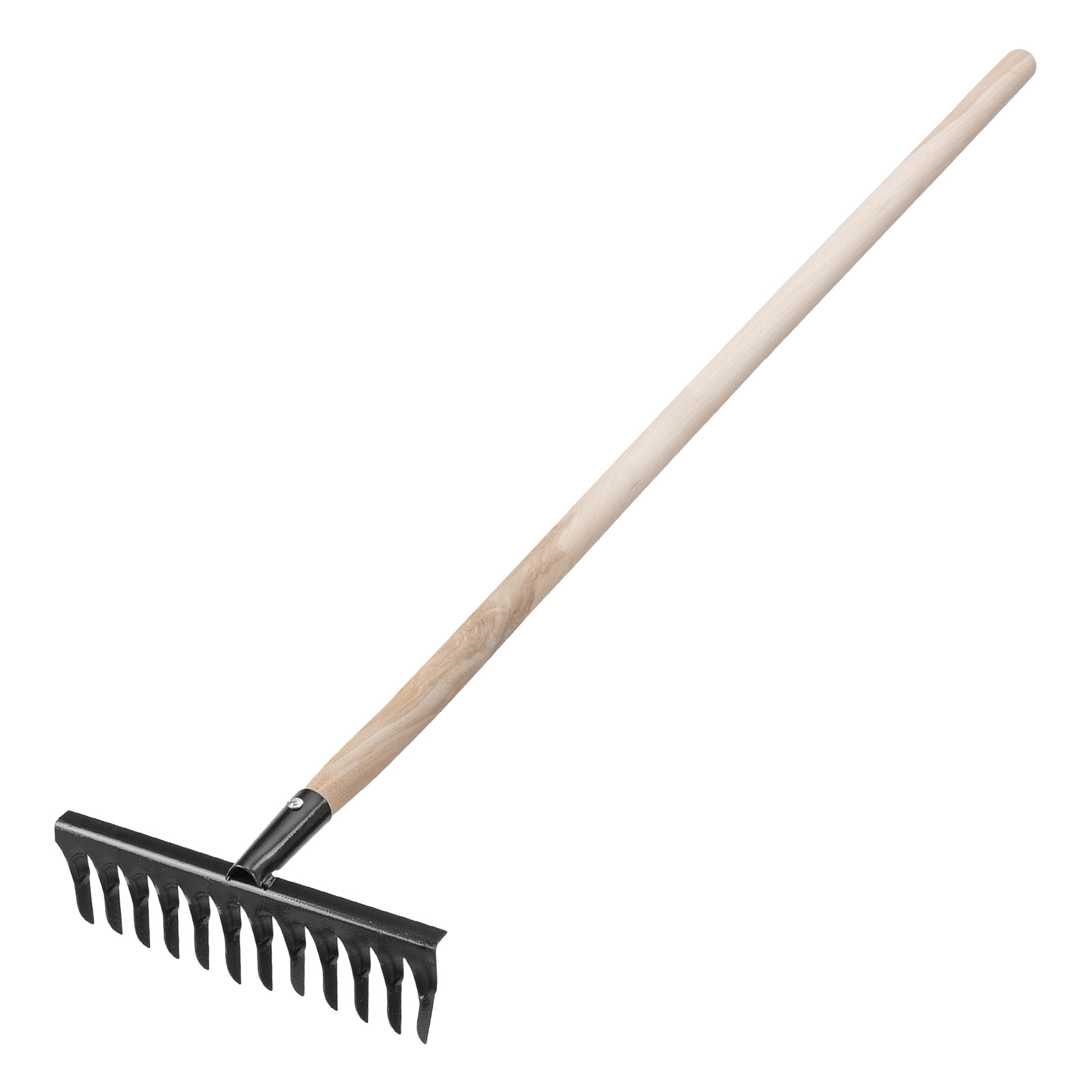 Грабли стальные, 300х1300 мм, 12 витых зубьев, деревянный черенок, Сибртех (61744)