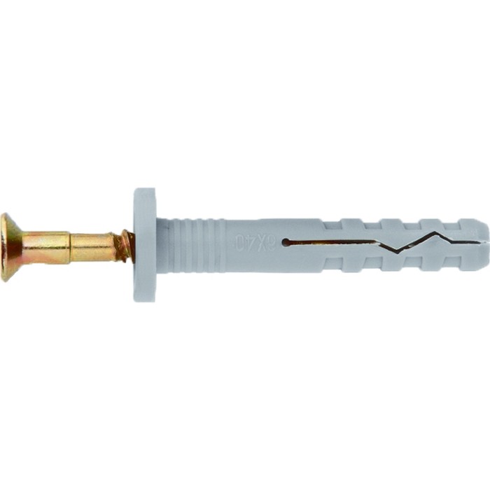 Дюбель-гвоздь полипропиленовый с цилиндрическим бортиком 6 х 80 мм, 100 шт Сибртех (42146)