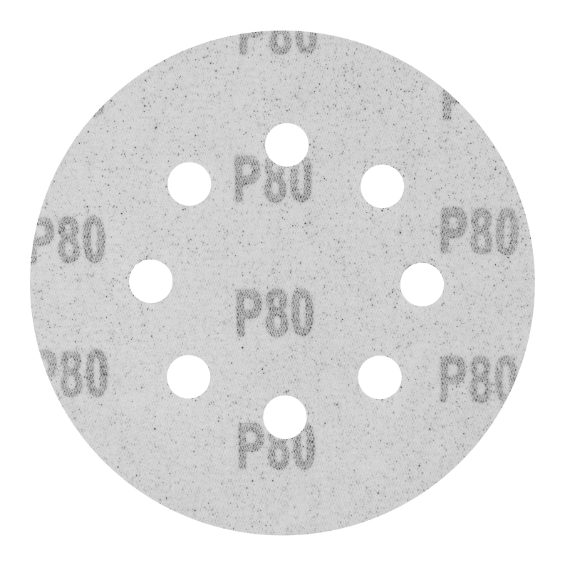 Круг абразивный на ворсовой подложке под "липучку", перфорированный, P 80, 125 мм, 5 шт Сибртех (738047)