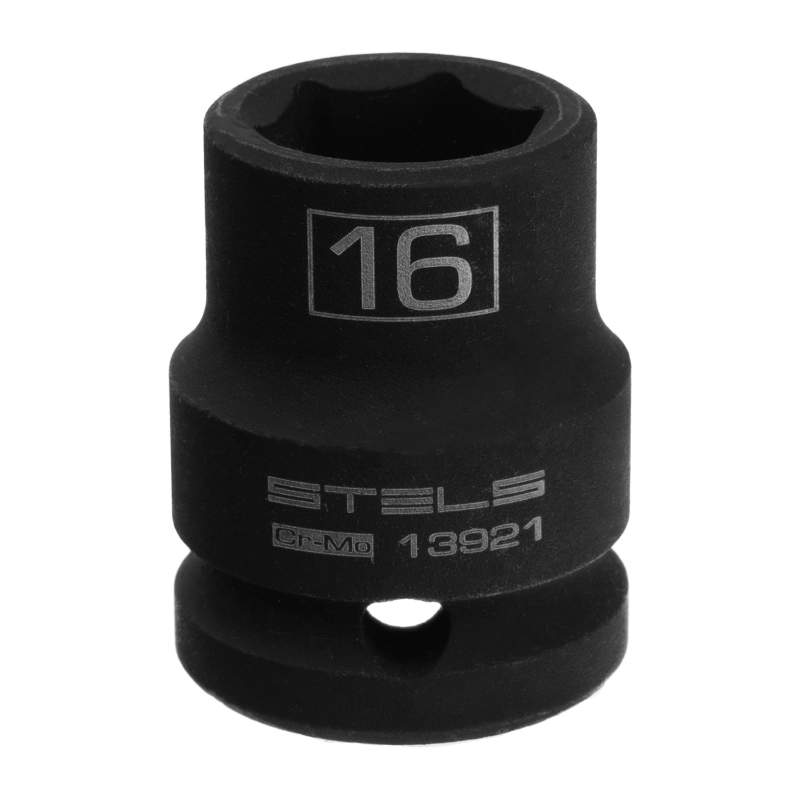 Головка ударная шестигранная, 16 мм, 1/2, CrMo Stels (13921)