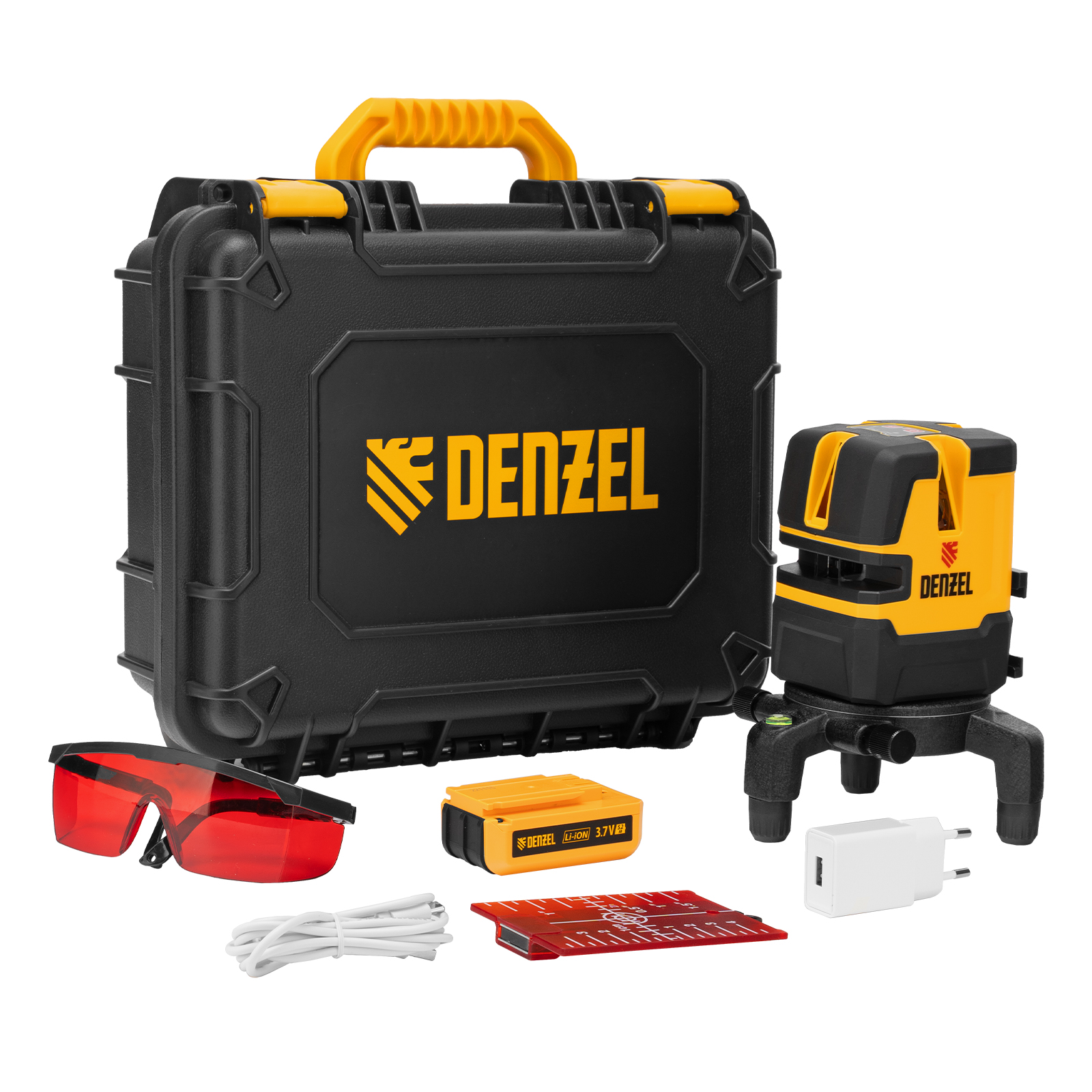 Лазерный уровень LX 05 Red, 20 м, 635 нм, аккумулятор Li 5200 mAh, резьба 5/8" Denzel (35071)