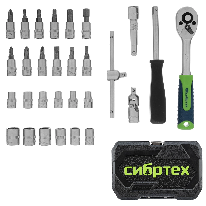 Набор инструментов, 1/4", пластиковый кейс, 29 предметов Сибртех (13392)